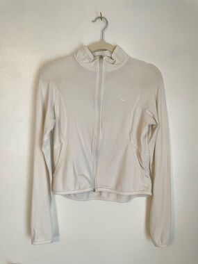 Nike white athletic zip up jacket with pockets size medium